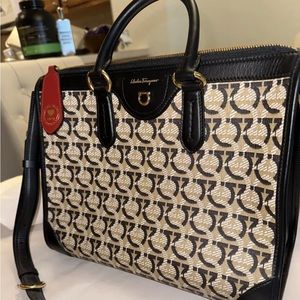 Salvatore Ferragamo Convertible Zip Tote Gancini Jacquard